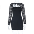 Robe fourreau moulante à manches longues en dentelle pour femme, nouvelle collection, sexy