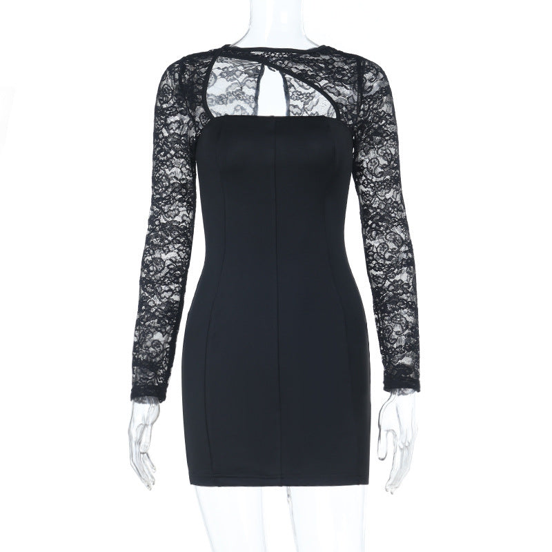 Robe fourreau moulante à manches longues en dentelle pour femme, nouvelle collection, sexy
