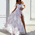 Sommer Sexy schulterfreies, ärmelloses Kleid mit Taillenkontrolle und Schlitz