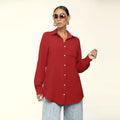 Damen Herbst Langarm Einfarbiges Oberteil Locker Freizeit Bluse Damen