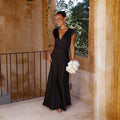 Damenkleid, einfarbig, V-Ausschnitt, sexy, langes Meerjungfrauenkleid