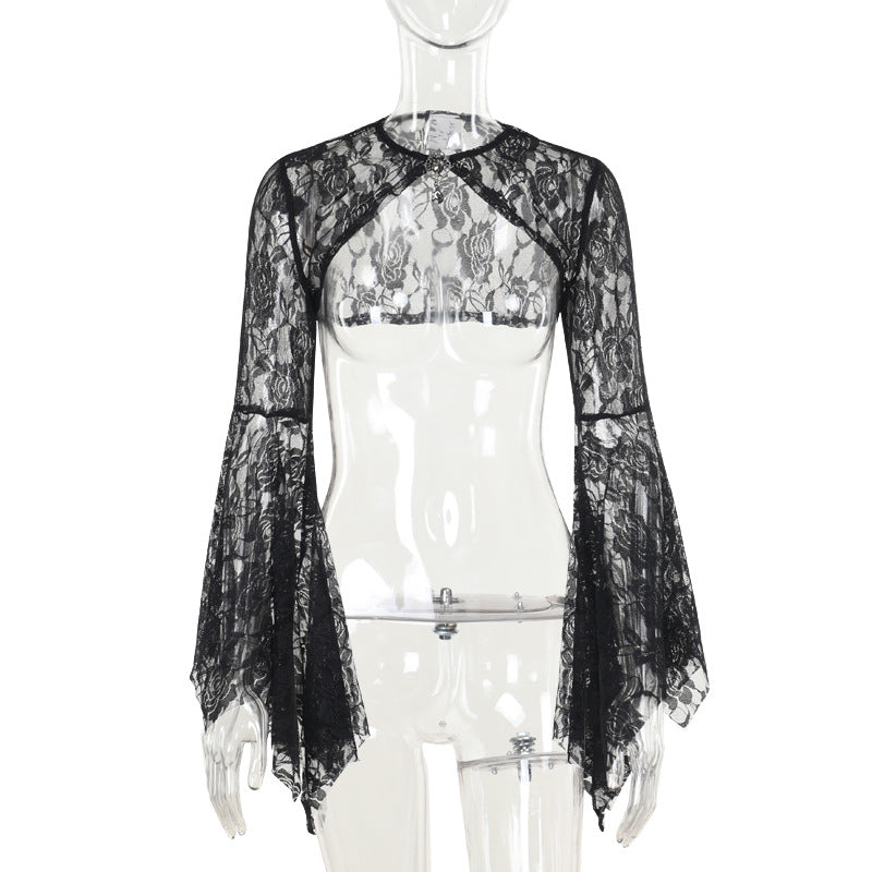 Herbst Elegante Spitze Fledermausärmel Unregelmäßige Asymmetrische Overhaul Weste Top Damen
