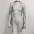 Robe résille femme avec strass, transparente, sexy, pour la plage ou sur un bikini
