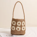 Sac en paille tissé à la main, bandoulière florale marguerite fraîche, sac de plage, sac pour femme