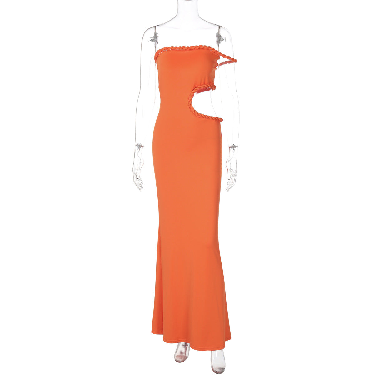 Sommer Damen Kleidung Sexy schulterfrei Hohl Cut-Out Cropped Enges Hüftkleid