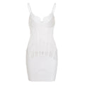 Robe Femme Sexy en Dentelle, Taille Serrée, Poitrine Flatteuse, Col en V Transparent avec Bretelles