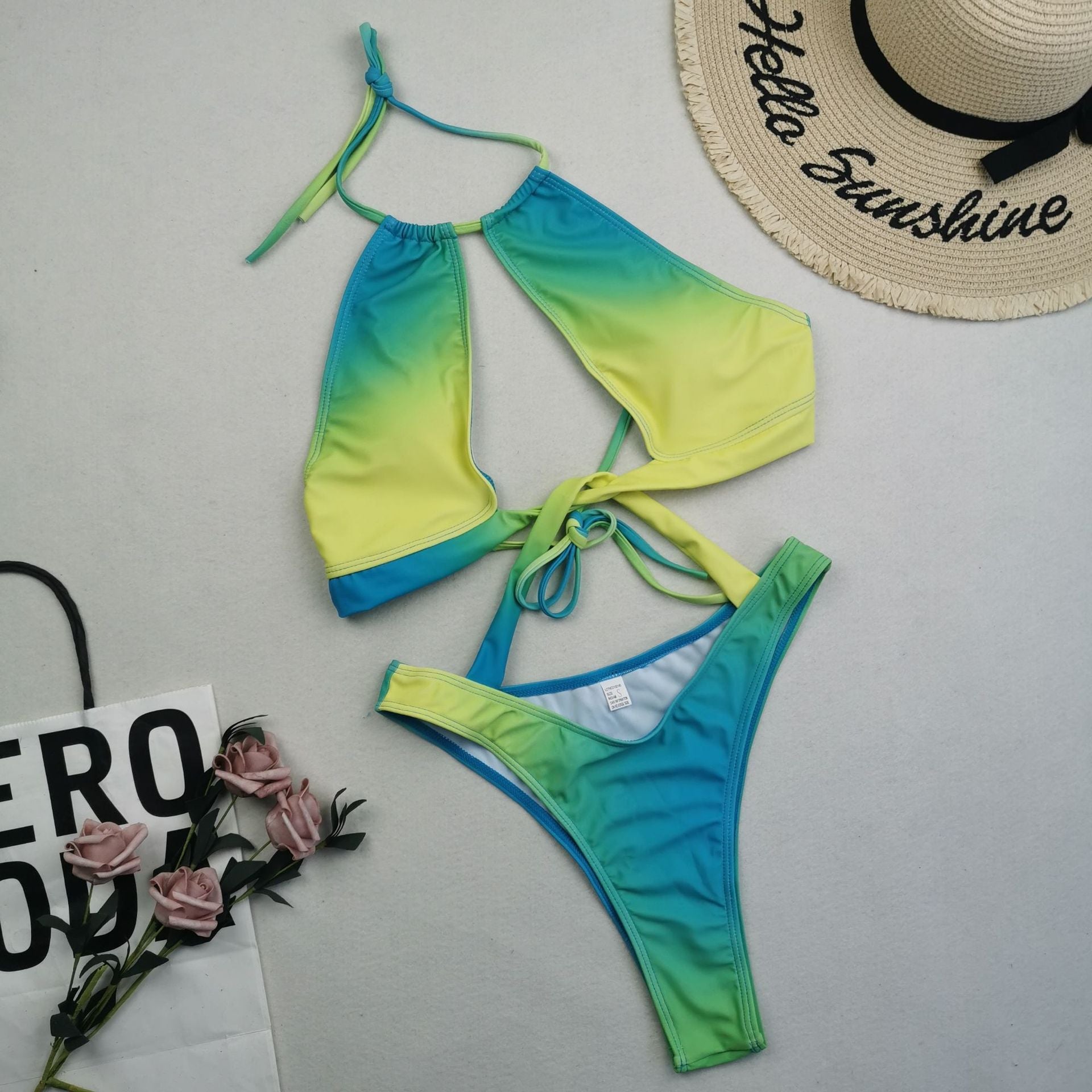Damen Einteiler-Badeanzug, sexy, Übergröße, neuer Bikini mit Farbverlauf, Badeanzug