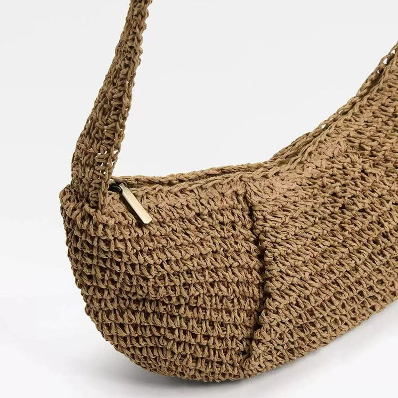 Sac à bandoulière décontracté en paille, sac à boulettes de niche, sac tissé, sac de plage de vacances, sac de poitrine assorti à tout