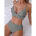 Geteilter Badeanzug Bikini Sexy Badeanzug Schmaler gestreifter hoher Taillen-Bikini-Badeanzug