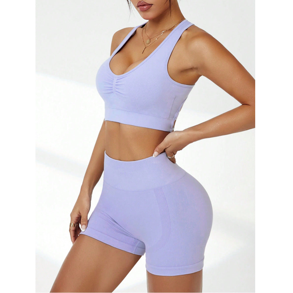 Vêtements de yoga push-up antichoc, dos nageur, short taille haute, ensemble de sport sans couture pour femme