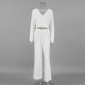 Herbst Winter Weißer Strickstoff Jacquard Homewear Langarm Cropped Hose Zweiteiliger Weicher Pyjama