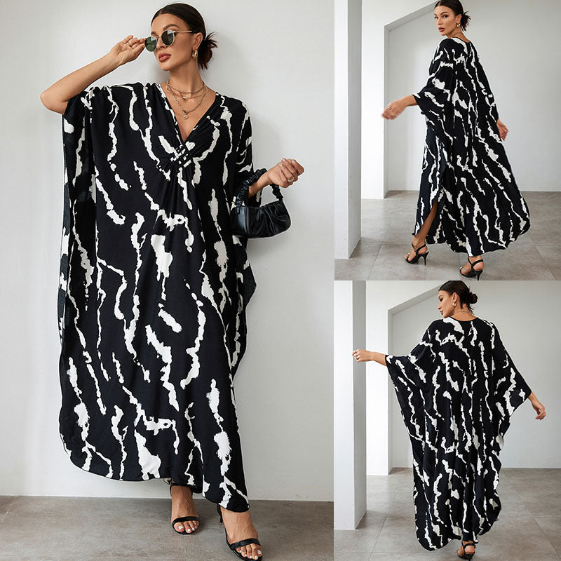 Rayon-Print Urlaubskimonos Strandjacken Maxi-Kleider Bikini-Überwürfe
