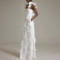 Robe d'été blanche ajustée sans dos à motifs floraux et coutures de haute qualité pour femmes