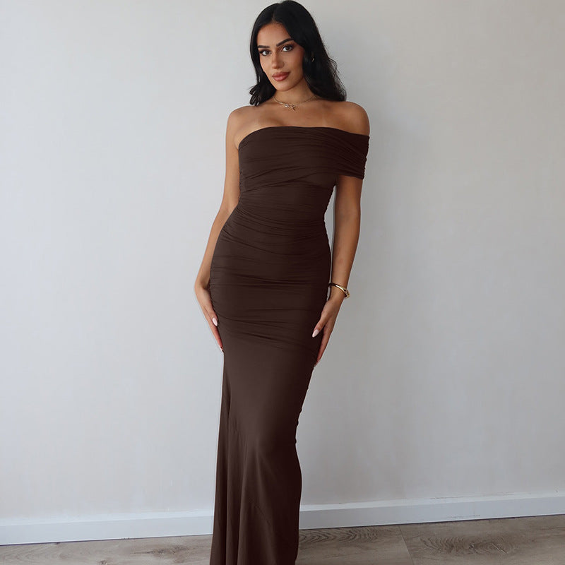 Damenbekleidung Sommer Sexy Rückenfreies Schlitz-Kleid Slim