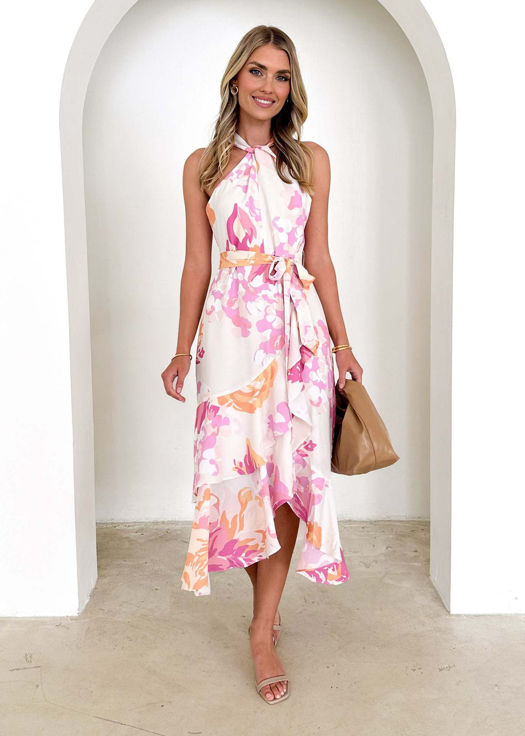 Frühling Sommer Damen Kleidung Bedrucktes Sexy Trägerkleid Midilang Damen