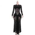 Herbst Typ Hüfte Sexy Durchsichtiges Schlankes Spitzenkleid Frauen