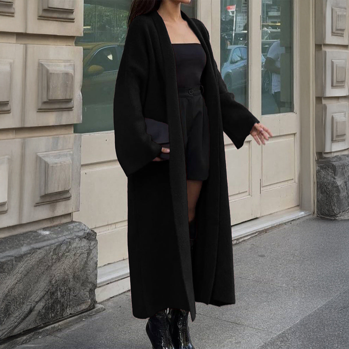 Langarm-Wollmantel Trenchcoat Pullover Damenbekleidung Herbst Winter