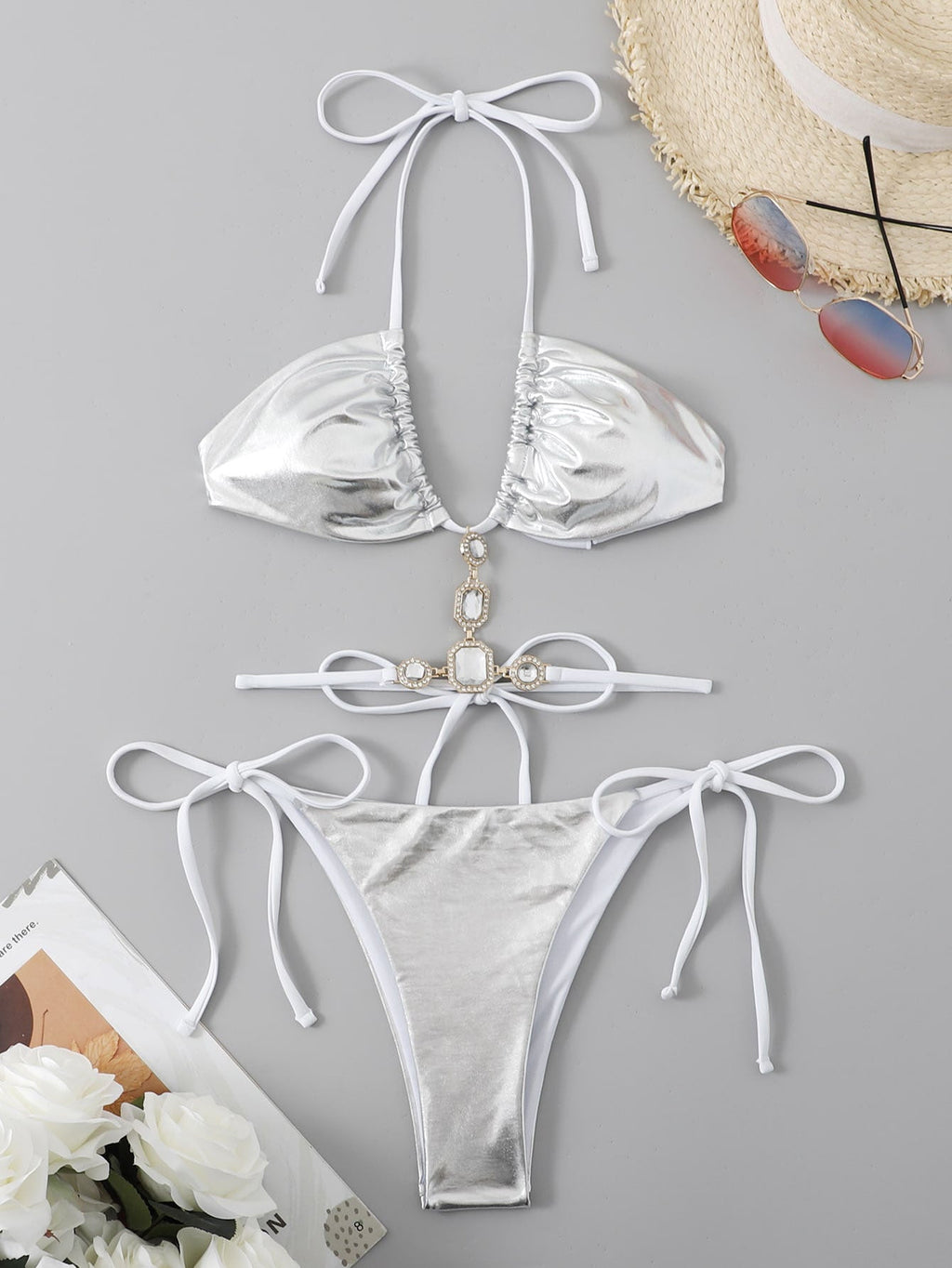 Badeanzug Bikini Split Badeanzug Damen Bikini Ziegel-Dekoration Bademode