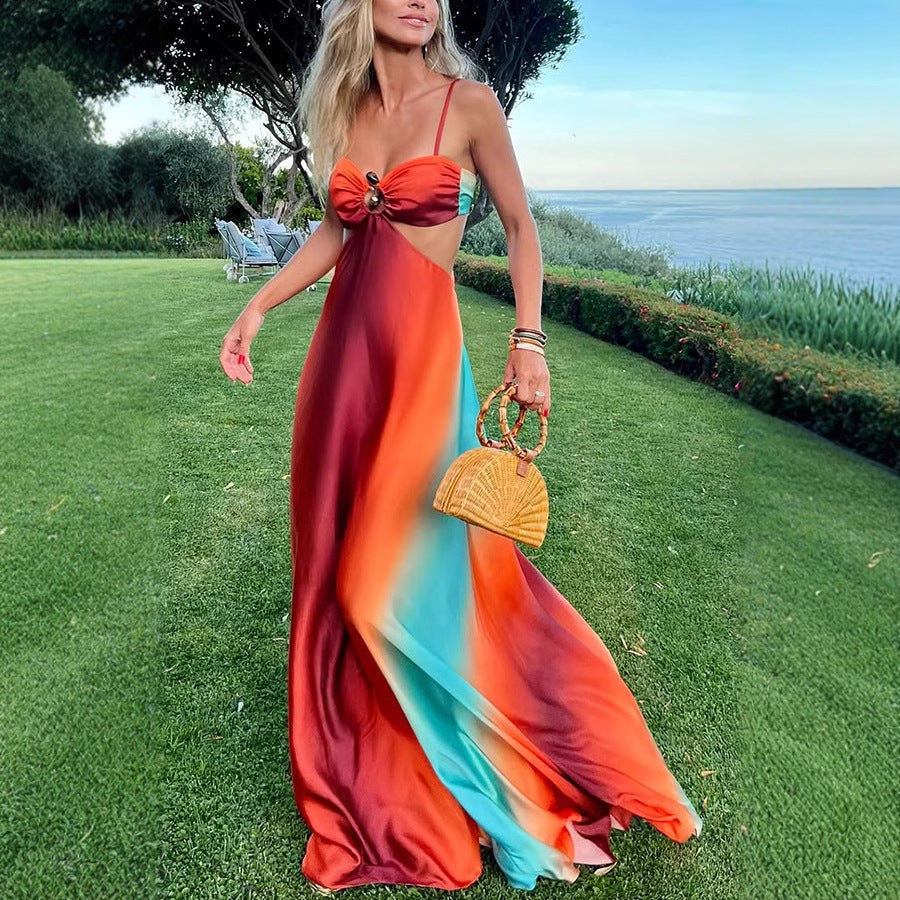 Sexy Sling Gradient Color Island Kleid Strandkleid
