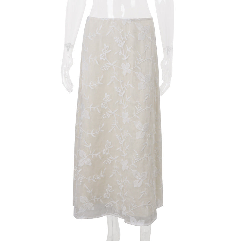 Jupe Été Femme Taille Basse Sexy Fleurie au Crochet Coupe Slim