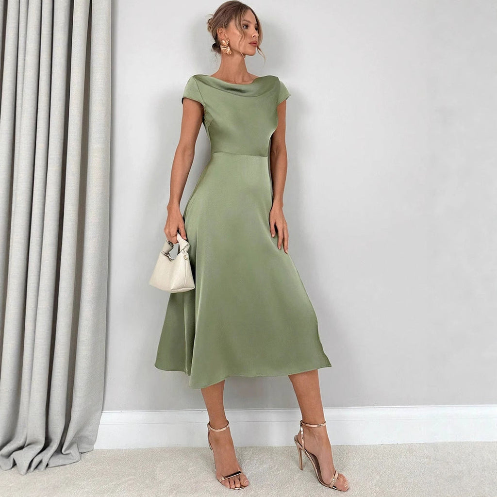Vêtements Femme Robe Longue Satinée Soie Artificielle Fendue d'Été Haut de Gamme