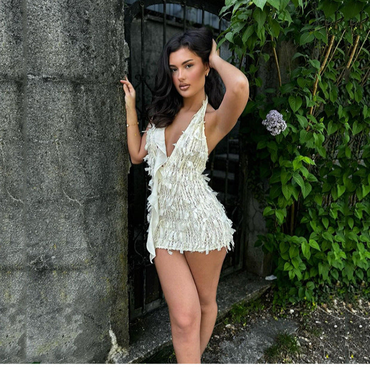 Robe fourreau moulante sexy d'été pour femme, dos nu, col en V, à lacets