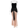 Plissiertes Band, figurbetontes Kleid mit hoher Taille, sexy Wickelbrust, tailliertes Kleid mit Farbkontrast und Patchwork