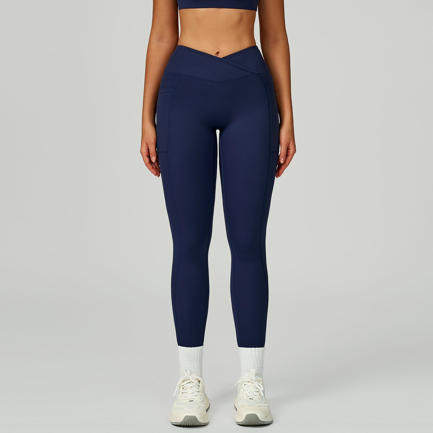 Nude Feel High Waist Yogahosen Cross Waist Fitness Yogahosen Damen Outdoor Sport Lauf-Tights