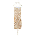 Leichtes Nylon, einfarbig, Kordelzug, drapiertes Kleid, sexy, eng anliegendes Kleid