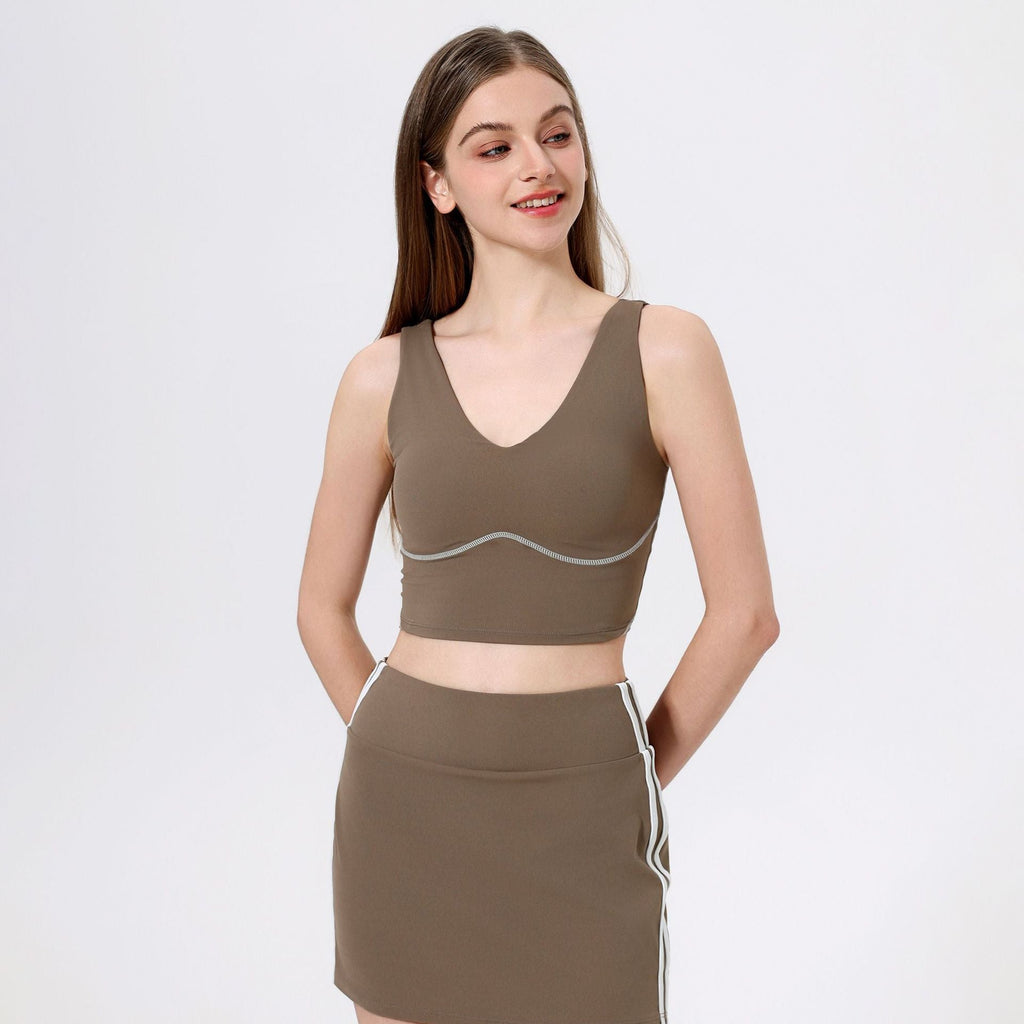 Gilet de yoga ajusté, sculptant le dos, de couleur contrastée, effet seconde peau, bande abdominale, coussinets de poitrine, brassière de sport sans armatures, gilet d'extérieur.