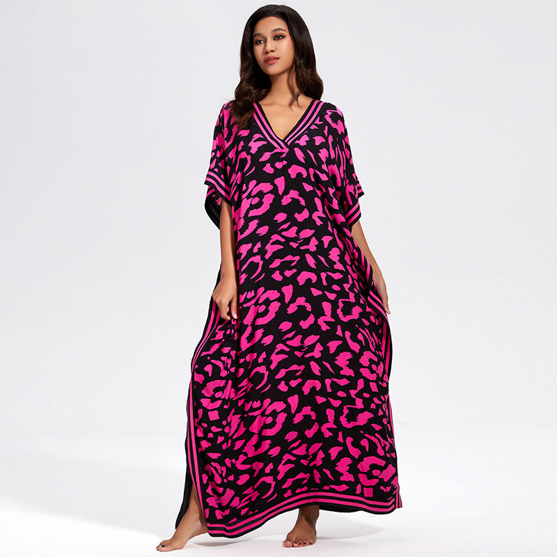 Robe ample en rayonne pour les vacances, chemisier de protection solaire pour la plage, robe de bord de mer, vêtement d'extérieur pour femme, maillot de bain