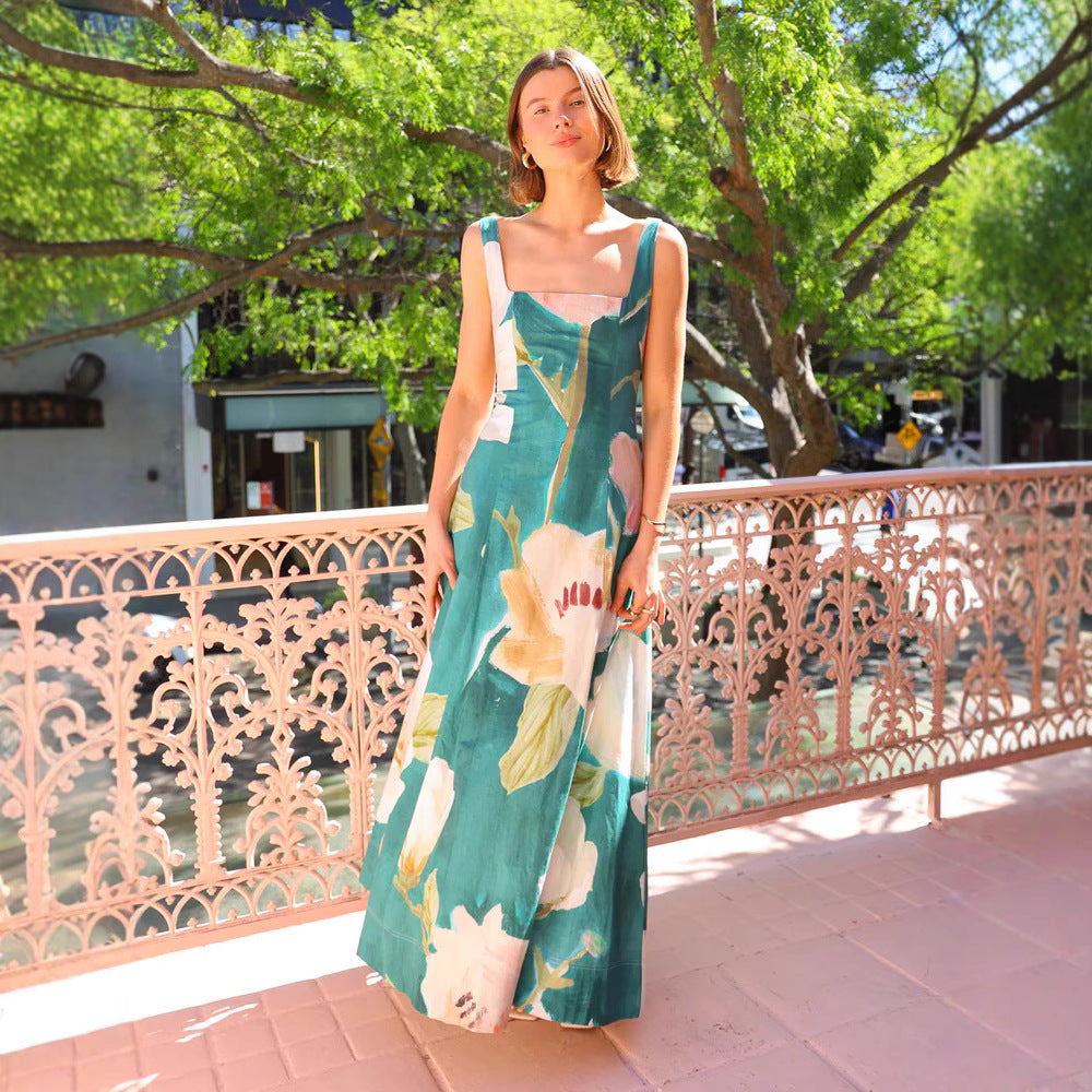 Sommerkleid Bedruckt Spaghettiträger Schlankheitskleid