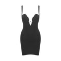 Sexy V-Ausschnitt Träger Reißverschluss Gabelung Saum Kleid Nachtclub Schwarz Französisches Kleid