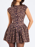 Damenbekleidung Hochwertiges Partykleid Sexy Leopardenmuster Rückenfreies Kleid Damen Süß Scharf A-Linie