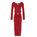 Ensemble deux pièces de soirée pour femme, combinaison pantalon longue élégante avec jupe fendue, jupe longue, dos nu et découpes