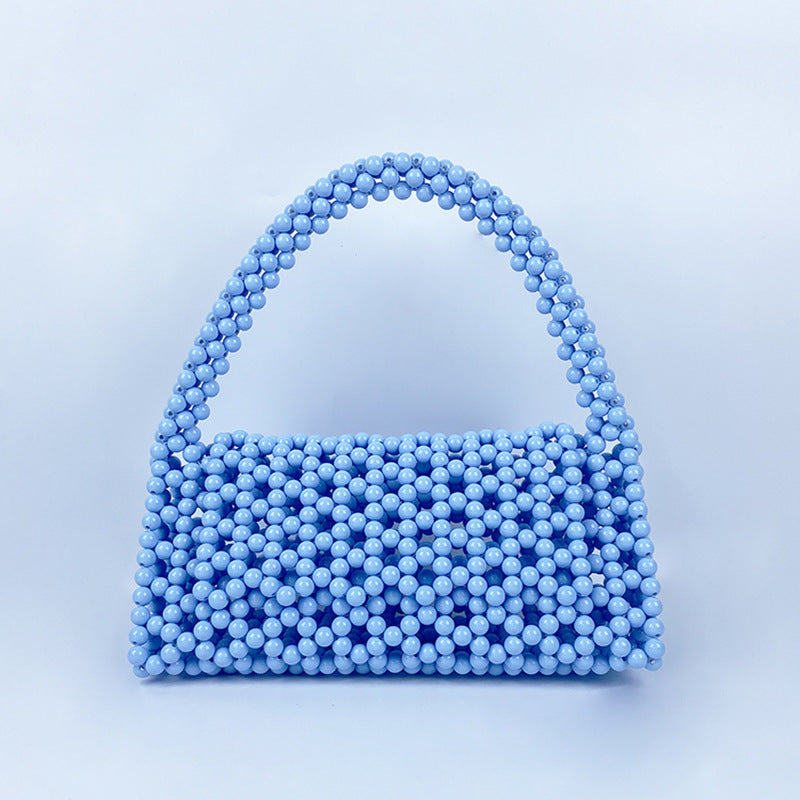 Sac à Main Femme en Perles Tressé en Acrylique Rétro Fée Petit Sac à Main Triangle Sac de Poignet