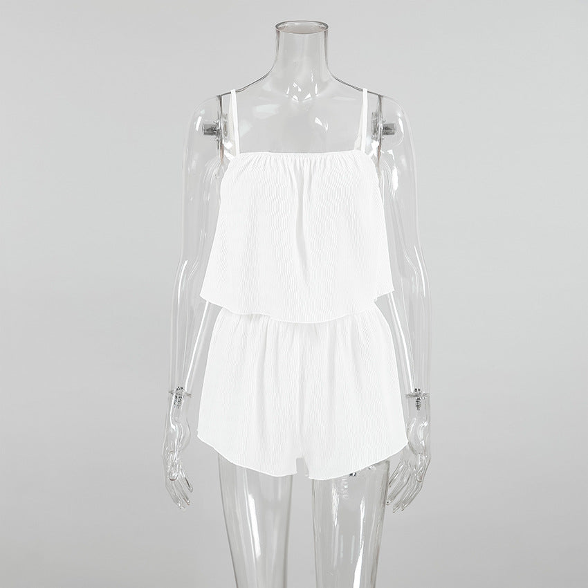 Pyjama d'été fin femme, short à bretelles, ensemble deux pièces, sexy, extensible et doux pour la maison