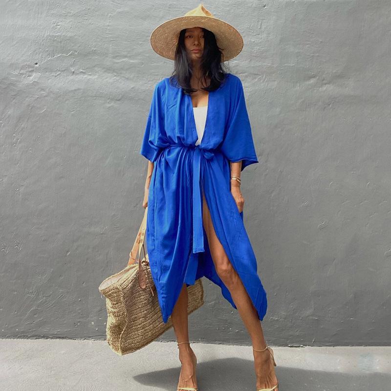 Chemisier de plage populaire en rayonne multicolore, cardigan ample, chemisier de protection solaire pour les vacances, après tout le chemisier