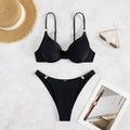 Bikini Sexy Split Badeanzug Schwarz Stahlbügel Push-up Perlen-Bikini-Badeanzug