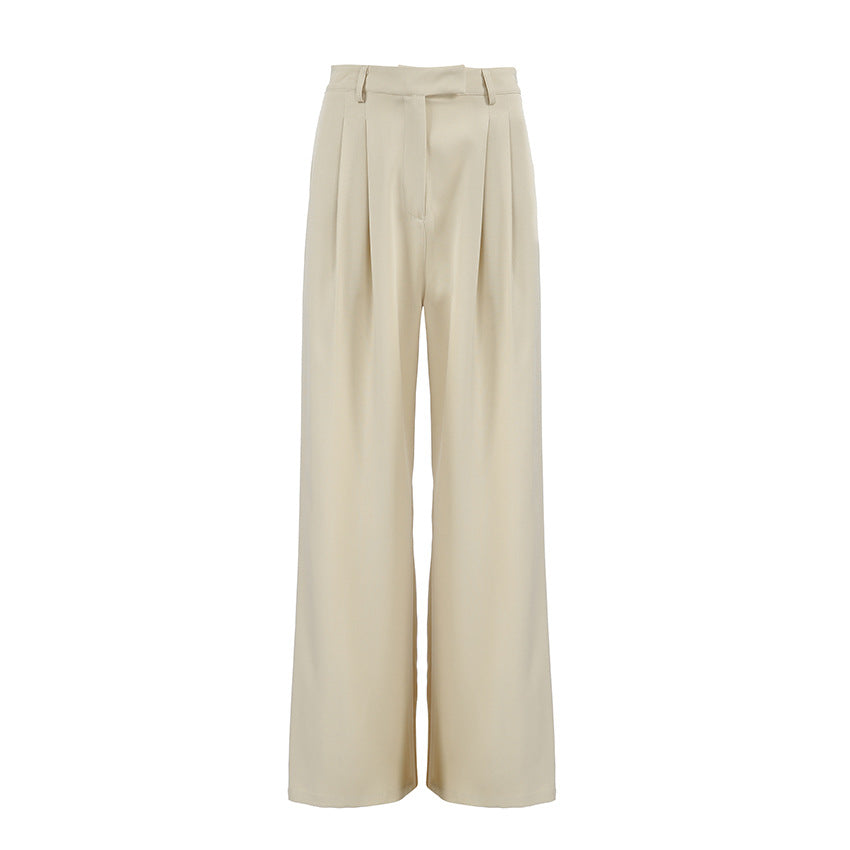 Lässige Khakifarbene Modische Elegante Weite Hose Herbst Winter Alltags- Büro-High-Waist-Arbeitshose