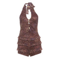 Sommer Damen Sexy Neckholder Rückenfreier Hohl Cut-Out Jumpsuit