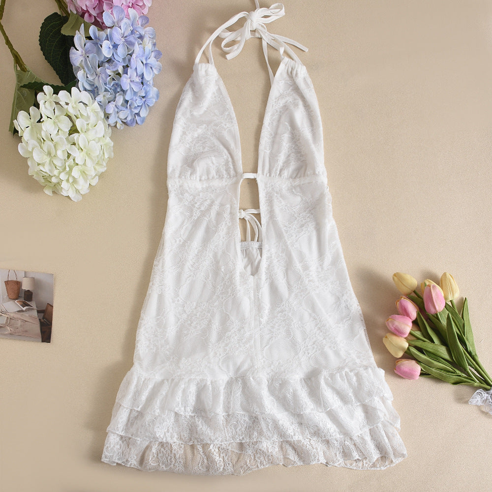 Robe Sexy Femme Vêtements Robe Automne Lacets Dentelle Gâteau Type Dos Nu Sexy