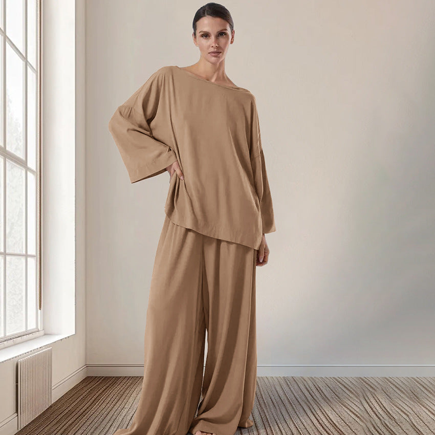 Herbst Neuheit lockere lässige einfache Homewear Modal Langarmhose Damen Pyjama