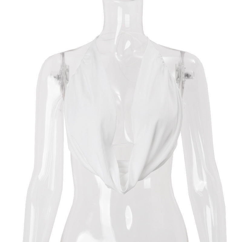 Vêtement pour femmes été sexy dos nu col licou laçage gilet sexy haut