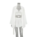 Sommer Chiffon Langarm Sexy Unterwäsche Schlitzshorts Dreiteiliger Pyjama Kühle Haptik Homewear
