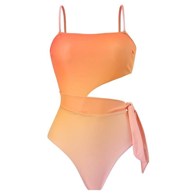 Einteiliger Badeanzug Damen Eng Anliegend Schlankmachend Retro Gebunden Badeanzug Anzug Chiffon Badeanzüge