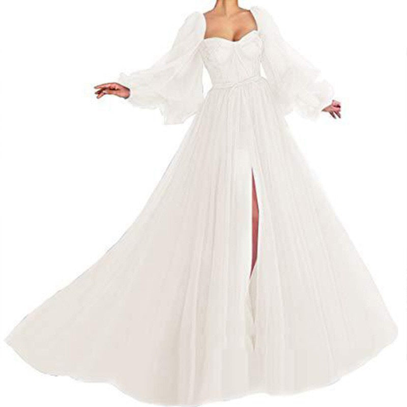 Vêtements d'été pour femmes Robe élégante et à la mode Robe de soirée de mariage fendue en maille