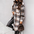 Manteau-chemise long d'hiver en laine, à col, simple boutonnage