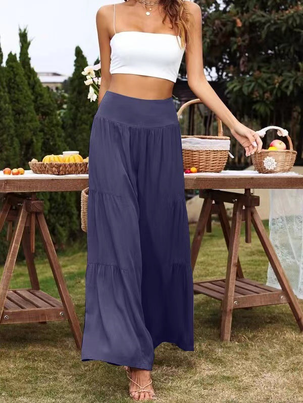 Spot Goods Sommer Lässige Weite Beinhose Aus Baumwollleinen Beliebte High Waist Loose Hose Damen Hose