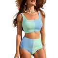 Bademode Damen Split Einfarbig Sexy High Waist Bikini-Badeanzug